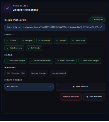 Volyx Discord Notifications configuration