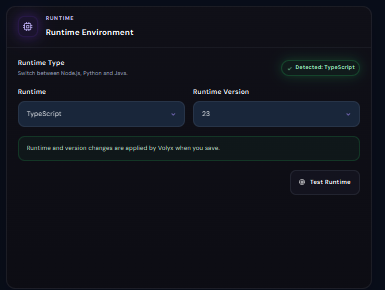 Volyx Runtime Environment configuration