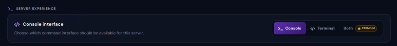 Volyx Console Interface settings